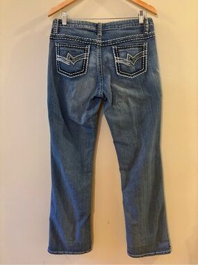 Vintage, Revolt, Y2K, Heavy Thick Stitch Bootcut Jeans Medium Wash, Sz 10.